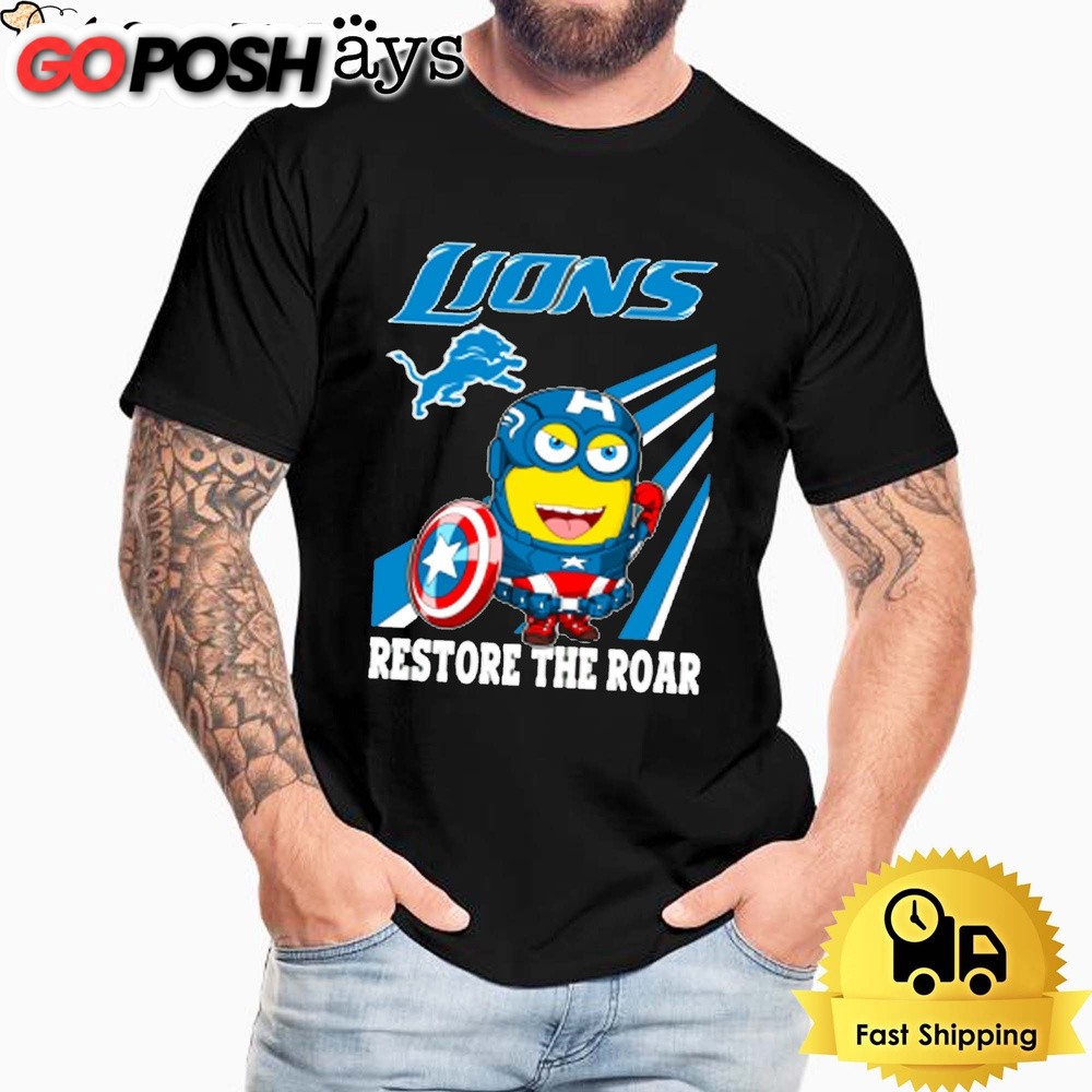 NFL Detroit Lions Captain America Minion Restore The Roar Unisex T-Shirt