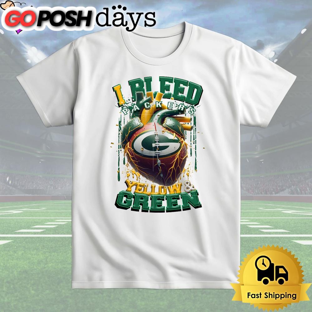 NFL Green Bay Packers I bleed Yellow Green T Shirt