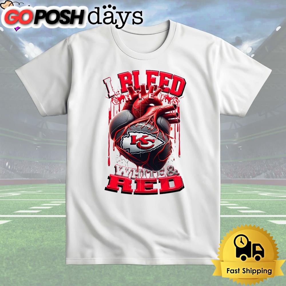 NFL Kansas City Chiefs I bleed White Red T Shirt