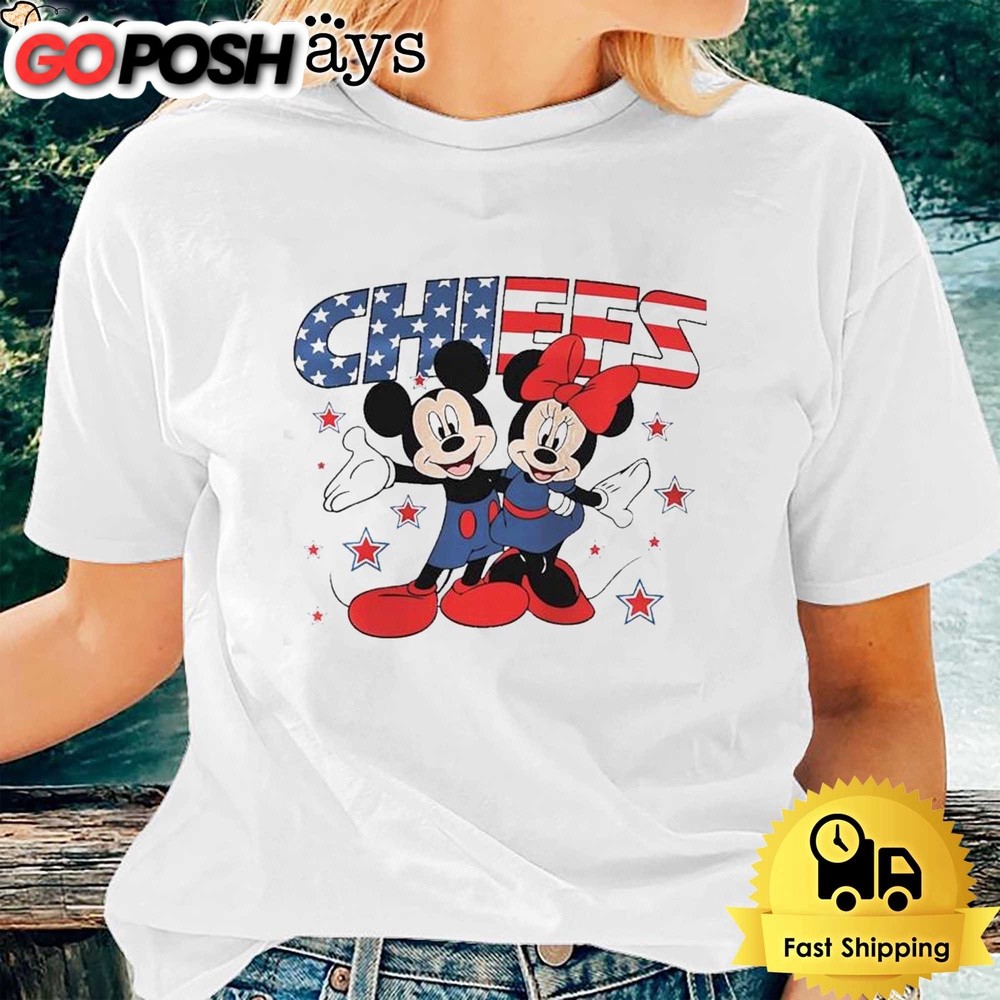 NFL Kansas City Chiefs Independence Day Proud of 4 July Mickey Love Flag America T-Shirt
