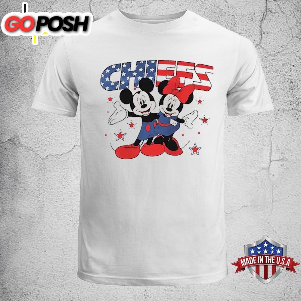 NFL Kansas City Chiefs Independence Day Proud of 4 July Mickey Love Flag America T-Shirt
