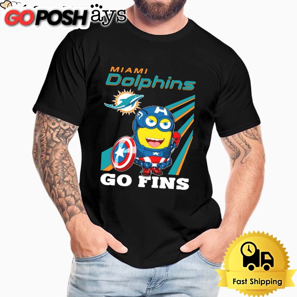 NFL Miami Dolphins Captain America Minion Go Fins Unisex T-Shirt