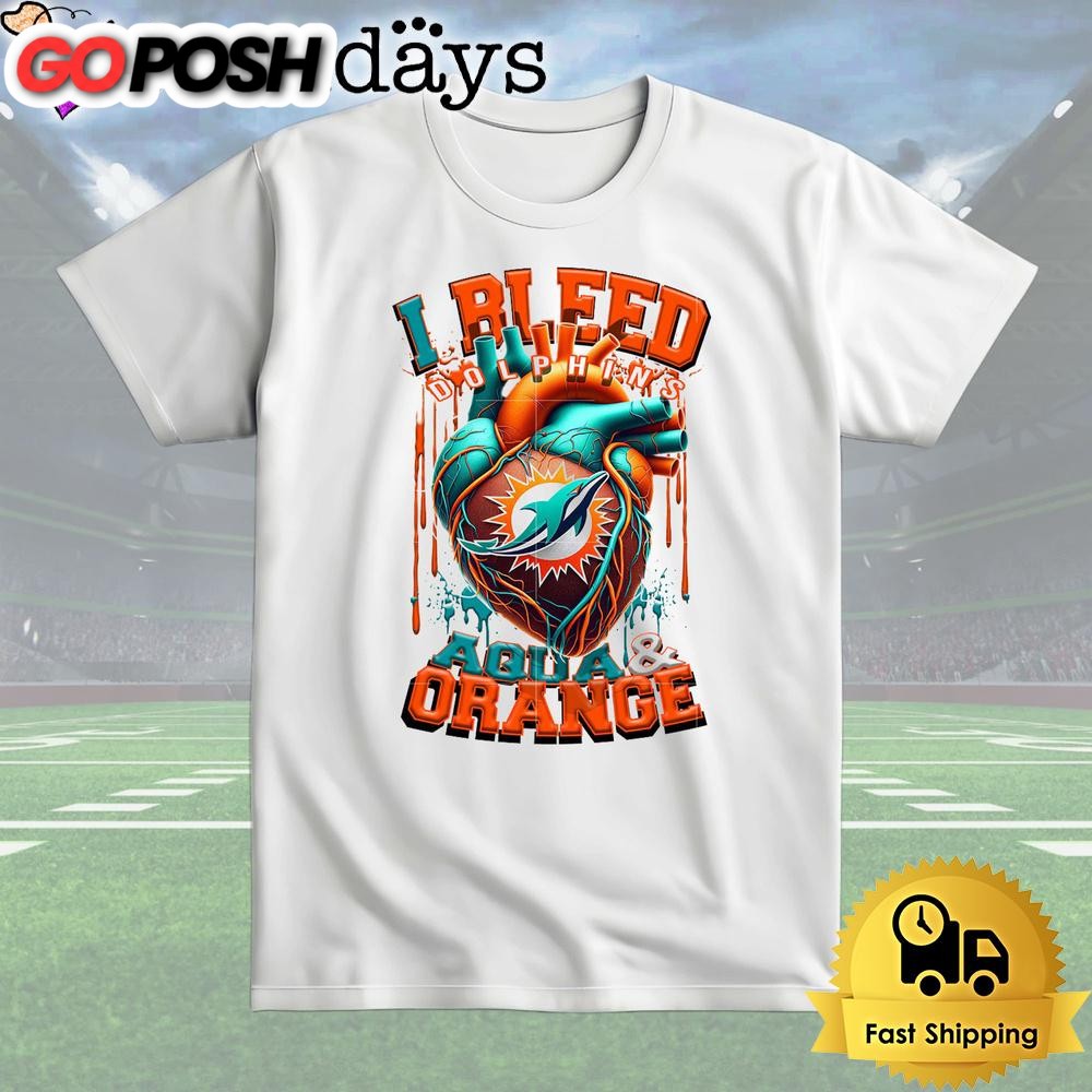 NFL Miami Dolphins I bleed Aqua Orance T Shirt