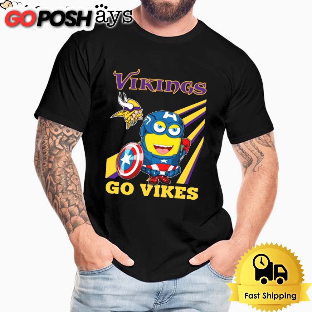 NFL Minnesota Vikings Captain America Minion Go Vikes Unisex T-Shirt