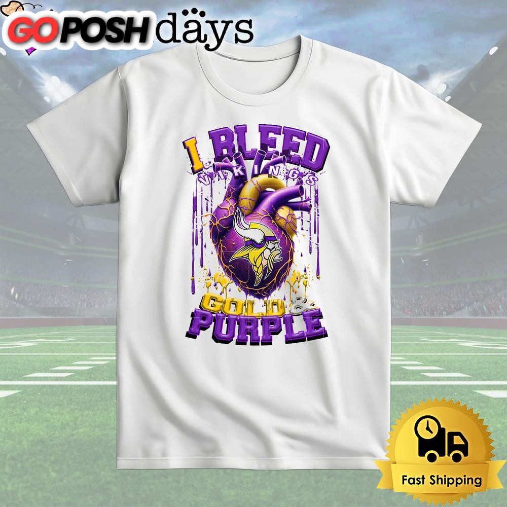 NFL Minnesota Vikings I bleed Gold Purple T Shirt