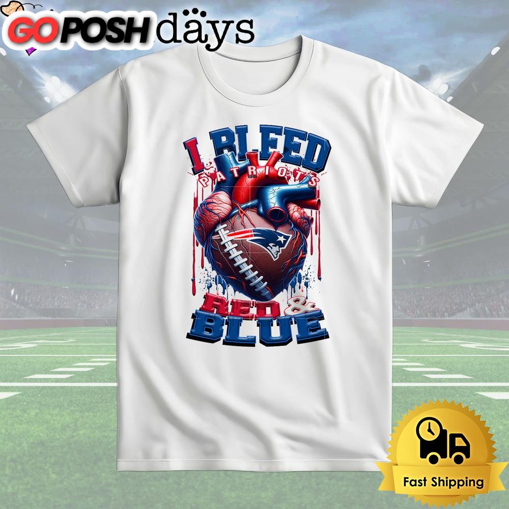 NFL New England Patriots I Bleed Red Blue T Shirt