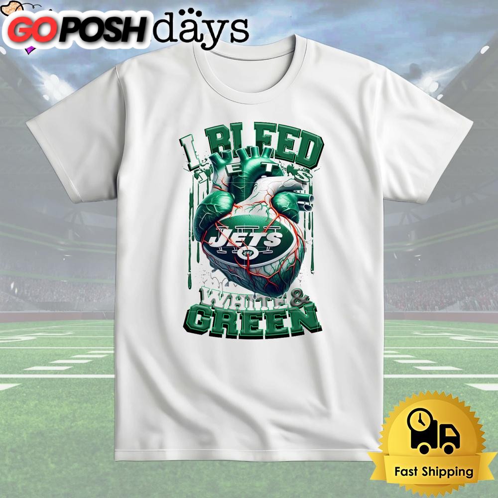 NFL New York Jets I bleed White Green T Shirt