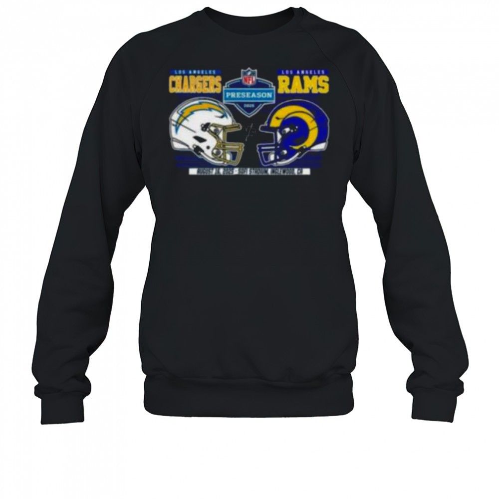 nfl-preseason-week-2-2025-los-angeles-chargers-vs-los-angeles-rams-dueling-helme-xrs8s8m0 NFL Preseason Week 2 2025 Los Angeles Chargers Vs Los Angeles Rams Dueling Helmet shirt