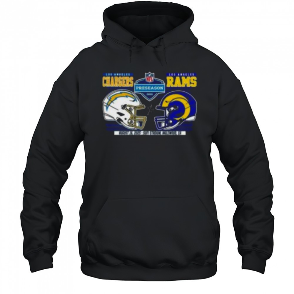 NFL Preseason Week 2 2025 Los Angeles Chargers Vs Los Angeles Rams Dueling Helmet shirt