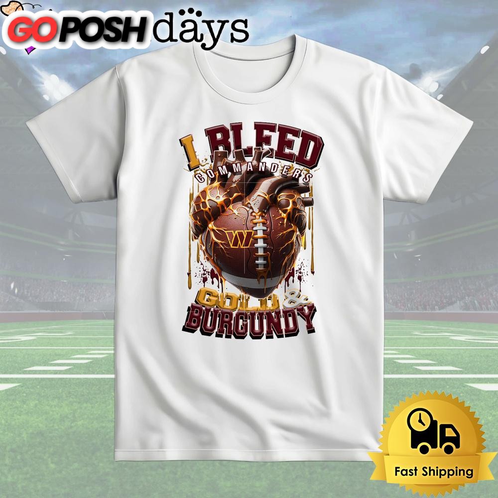 NFL Washington Commanders I bleed Gold Burgundy T Shirt