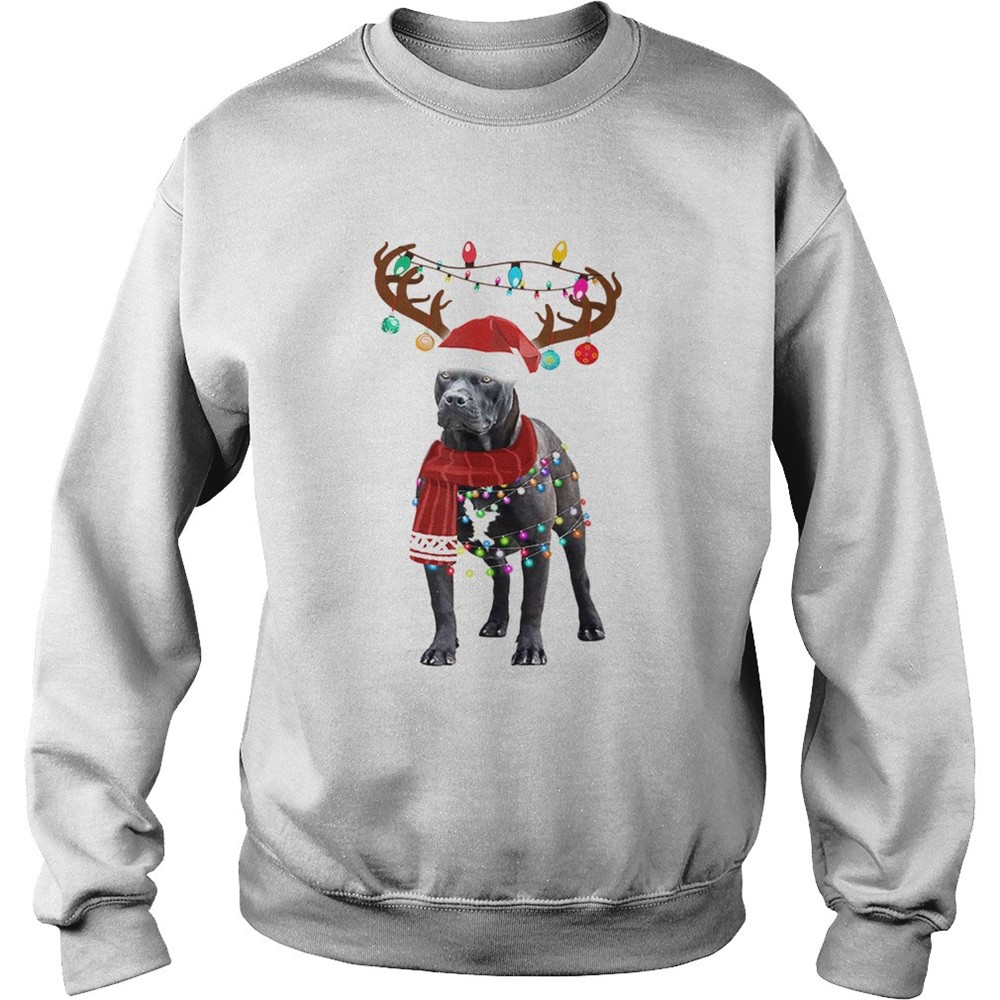 Nice Cute Pitbull Christmas Lights Reindeer Pajamas shirt
