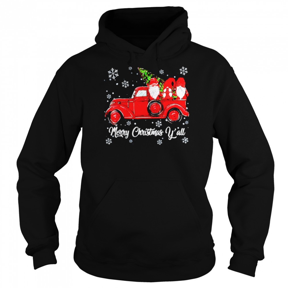 Nice gnomes red truck merry Christmas yall sweater