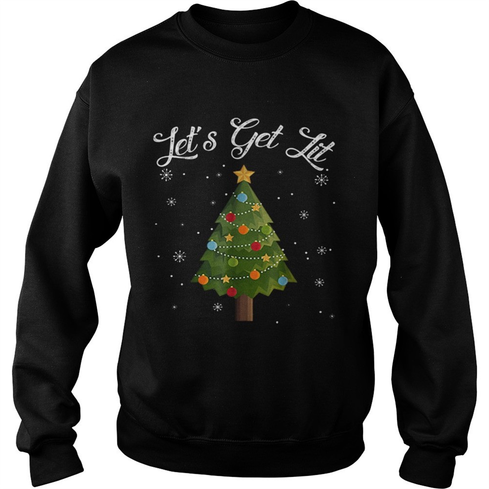 Nice Lets Get Lit Christmas Tree Funny Drinking shirt