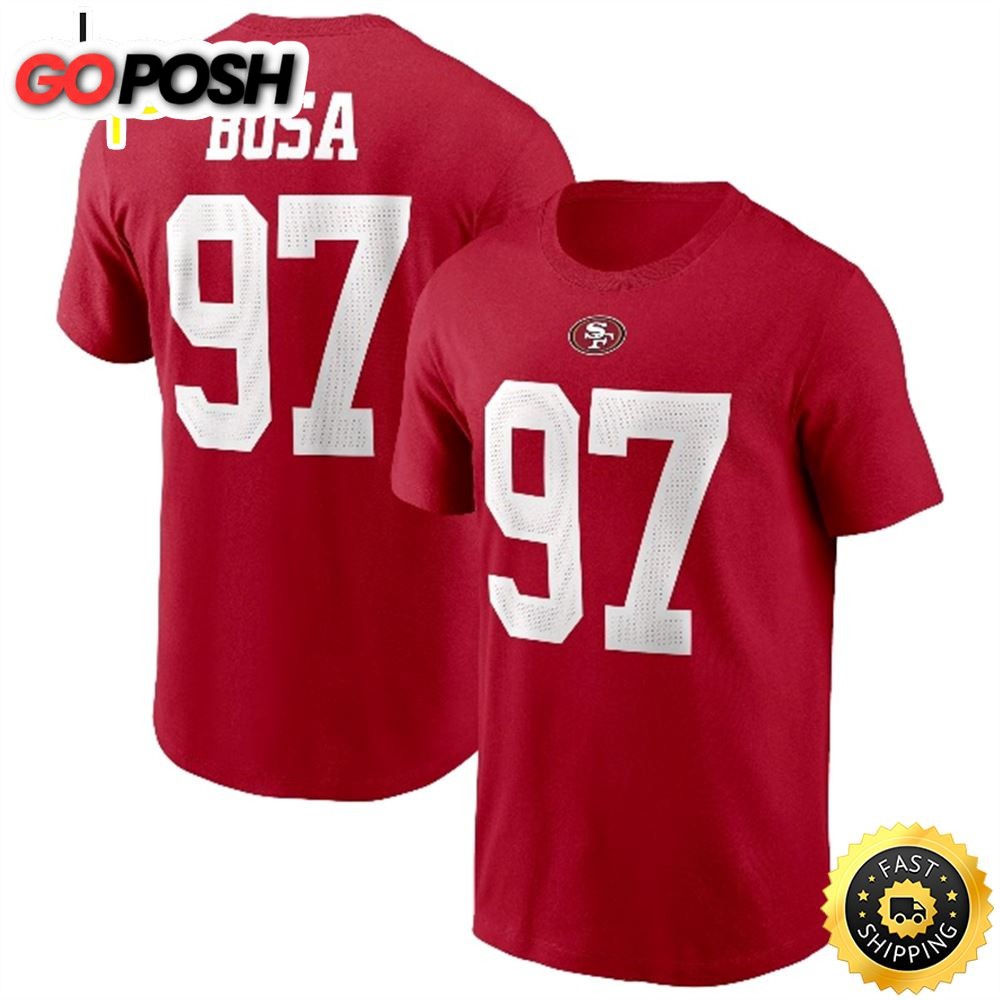 Nick Bosa San Francisco 49ers Name & Number Scarlet T-shirt