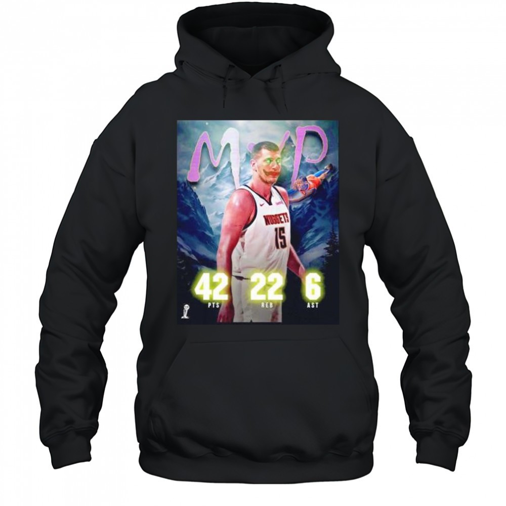 Nikola Jokic MVP 42pts 22 reb 6 ast Denver Nuggets clown shirt