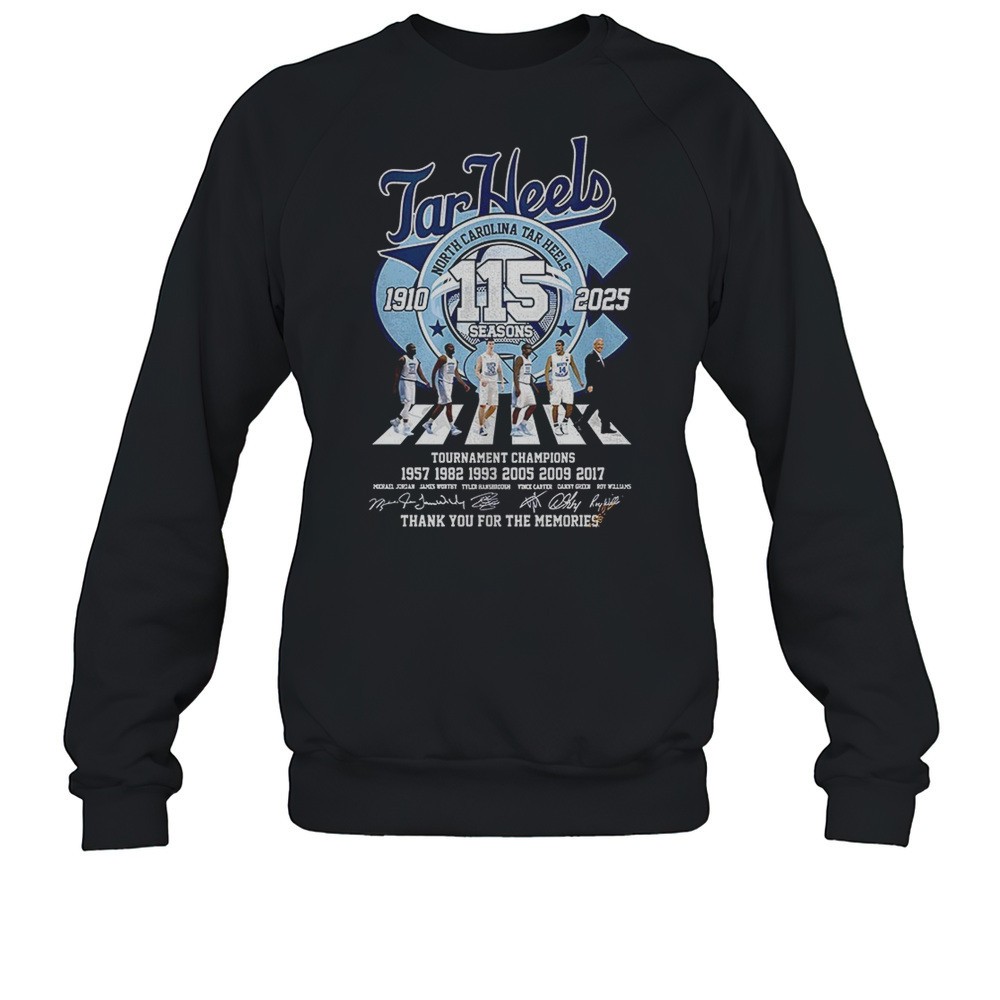 North Carolina Tar Heels Abbey Road 115 Seasons 1910 2025 Thank You For The Memories Signatures Shirt
