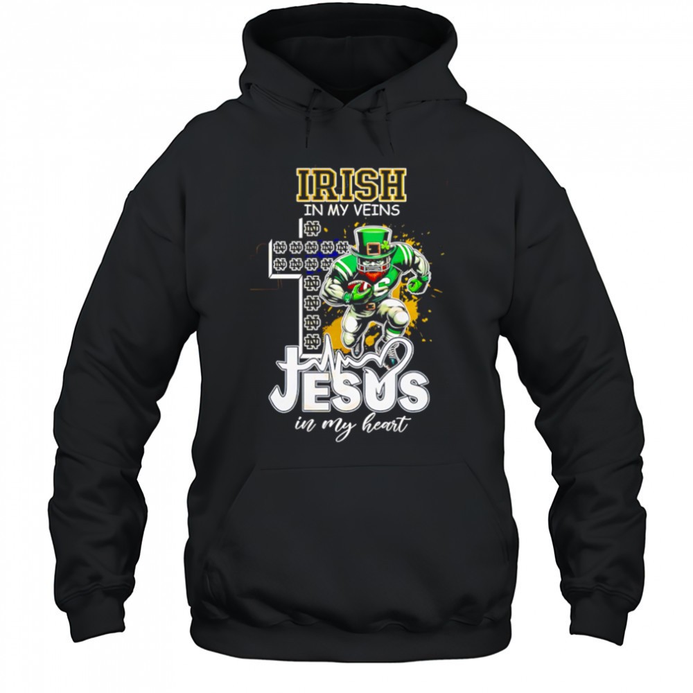 Notre Dame Fighting Irish In My Veins Jesus In My Heart shirt