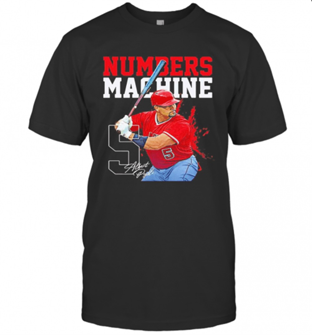 Numbers Machine 5 Albert Pyles Baseball Team Signature T-Shirt
