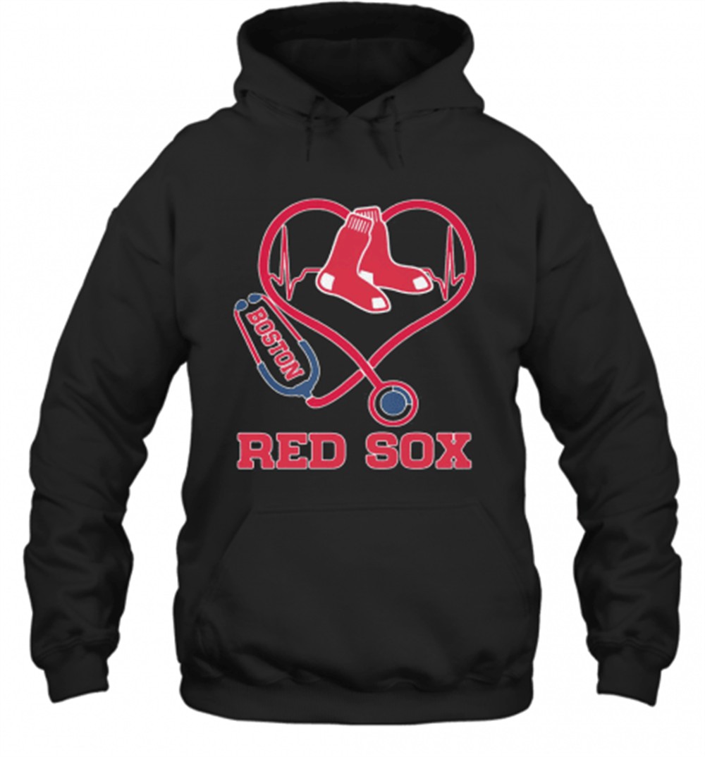 Nurse Boston Red Sox Baseball Stethoscope Heartbeat T-Shirt