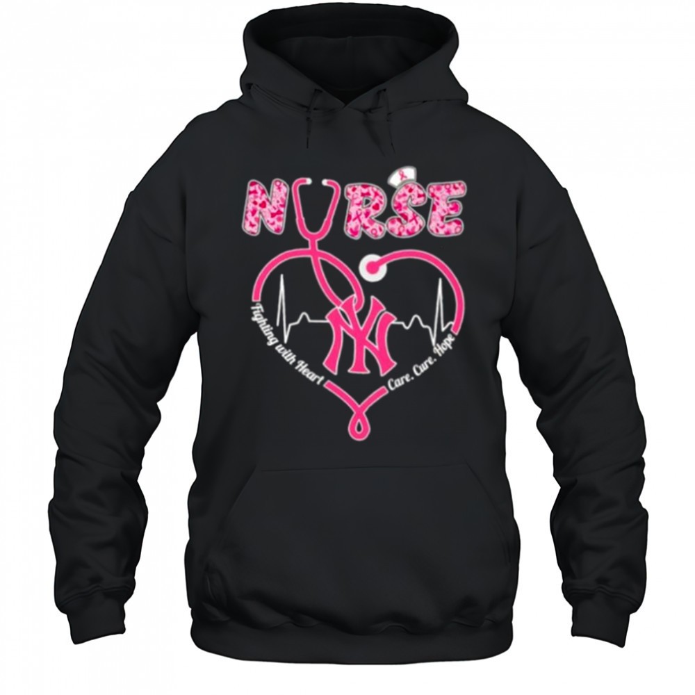 Nurse fighting with heart care cure hope New York Yankees shirt