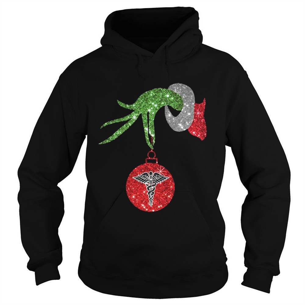 Nurse Grinch hand holding medical ornament shirt
