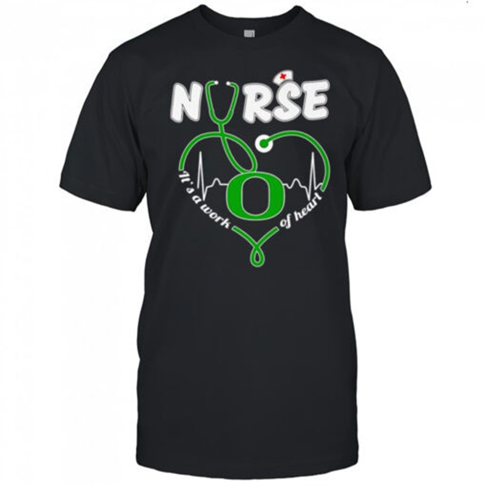 Nurse its a work of heart Oregon Ducks heartbeat shirt