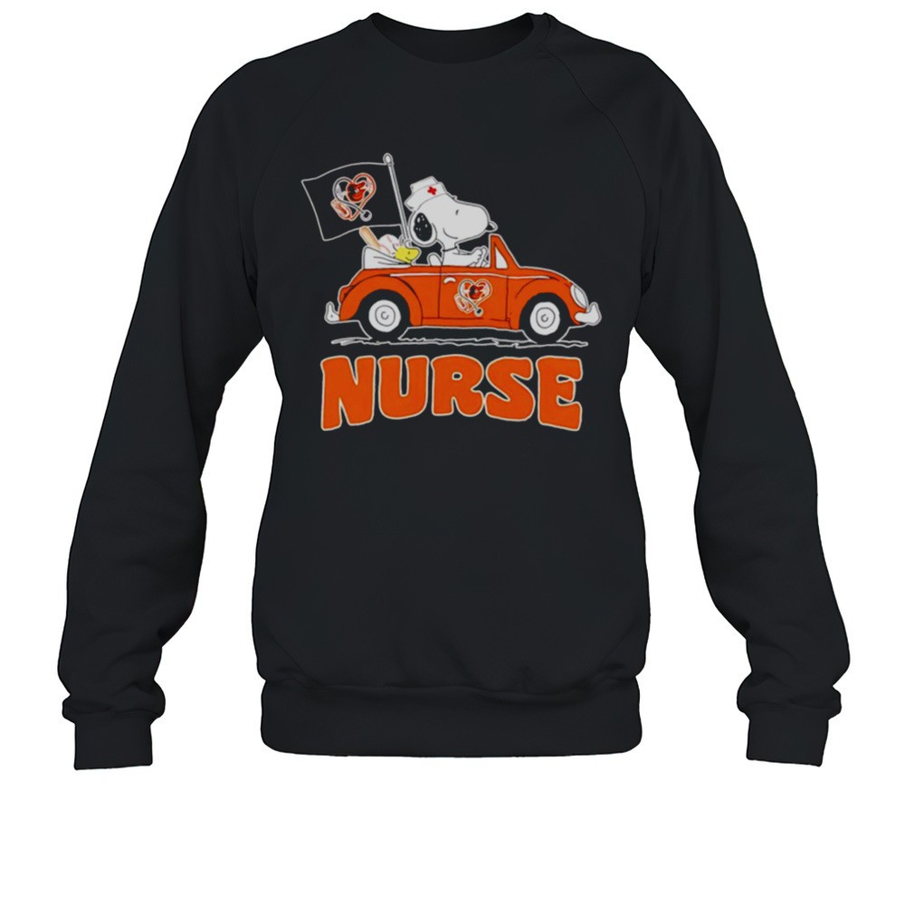Nurse Snoopy And Woodstock Driving Car Baltimore Orioles Shirt