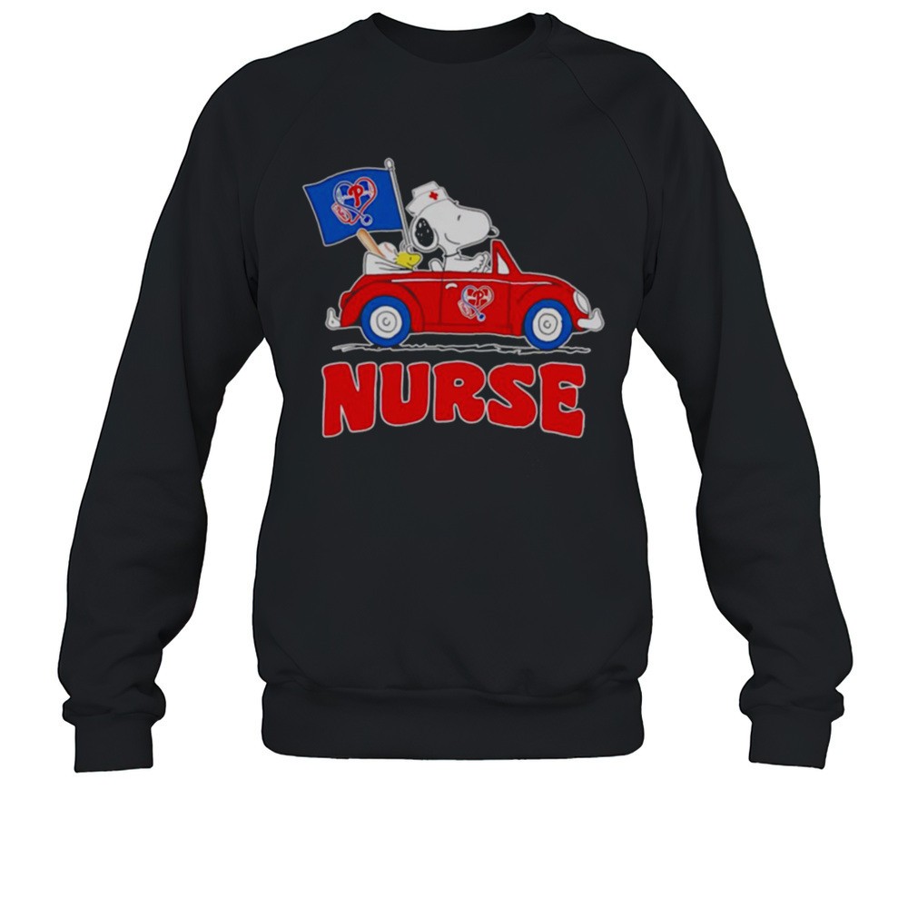 Nurse Snoopy And Woodstock Driving Car Philadelphia Phillies Shirt