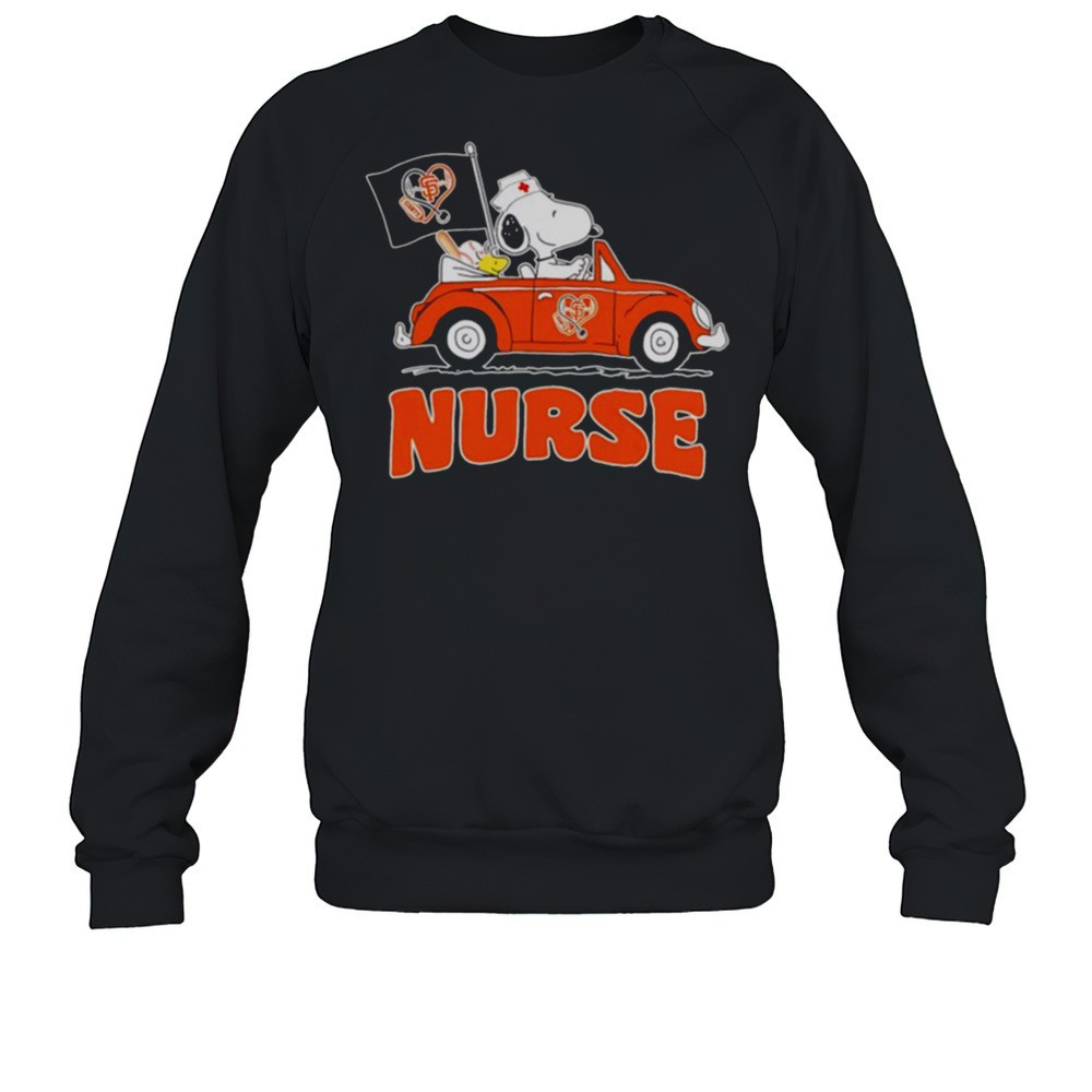 Nurse Snoopy And Woodstock Driving Car San Francisco Giants Shirt