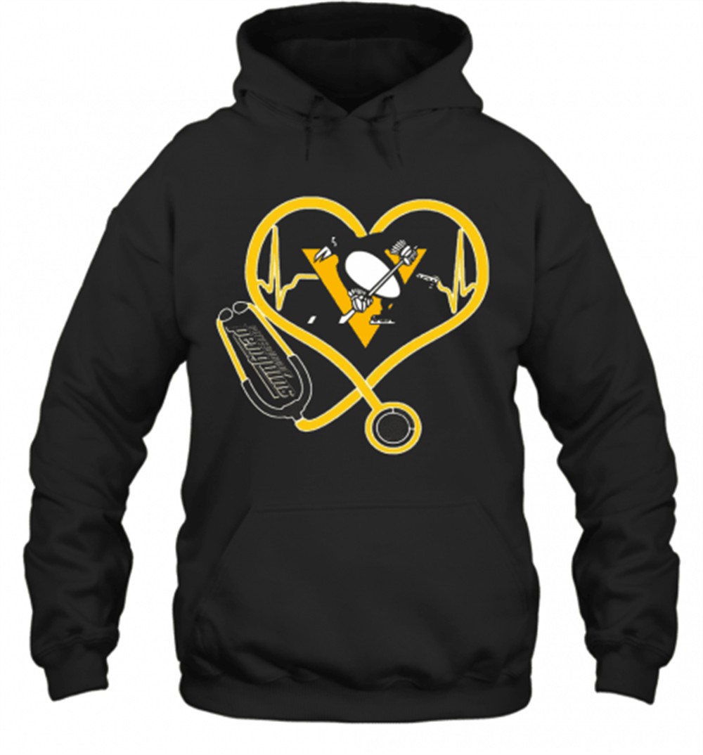 Nurse Stethoscope Love Heartbeat Pittsburgh Penguins T-Shirt