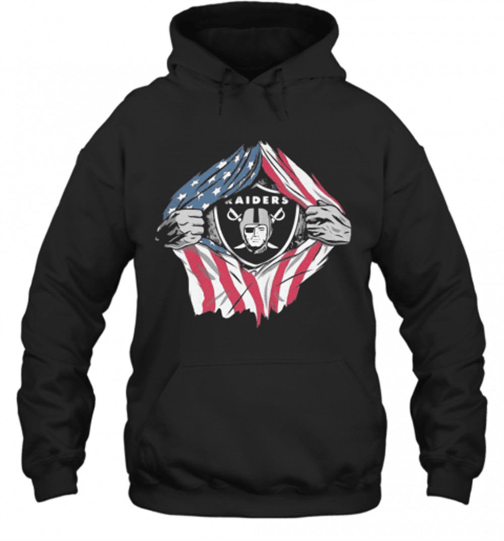 Oakland Raiders Football American Flag Independence Day T-Shirt