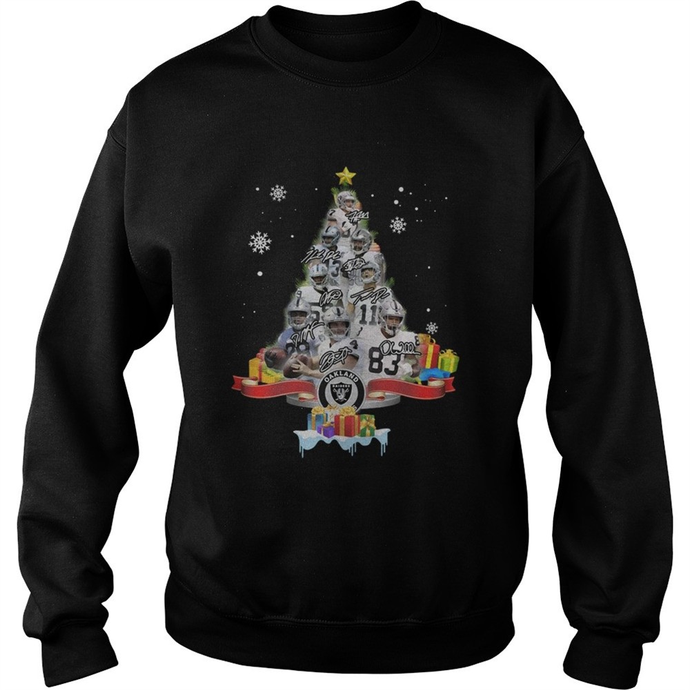 Oakland Raiders Players Signatures Christmas Tree shirt