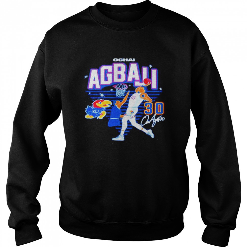 ochai-agbaji-kansas-jayhawks-caricature-dunk-shirt-9o2x94k5 Ochai Agbaji Kansas Jayhawks Caricature Dunk Shirt