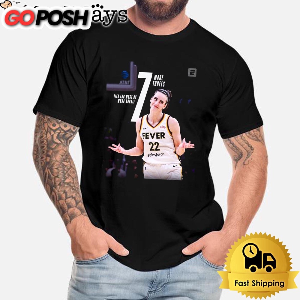 Official Caitlin Clark Tied For Most By WNBA Rookie 7 Made Threes Unisex T-Shirt