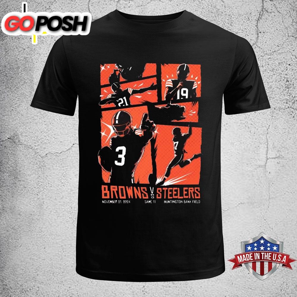 Official Cleveland Browns Vs Pittsburgh Steelers Thursday Night November 21 2024 Game 11 Huntington Bank Field T-Shirt