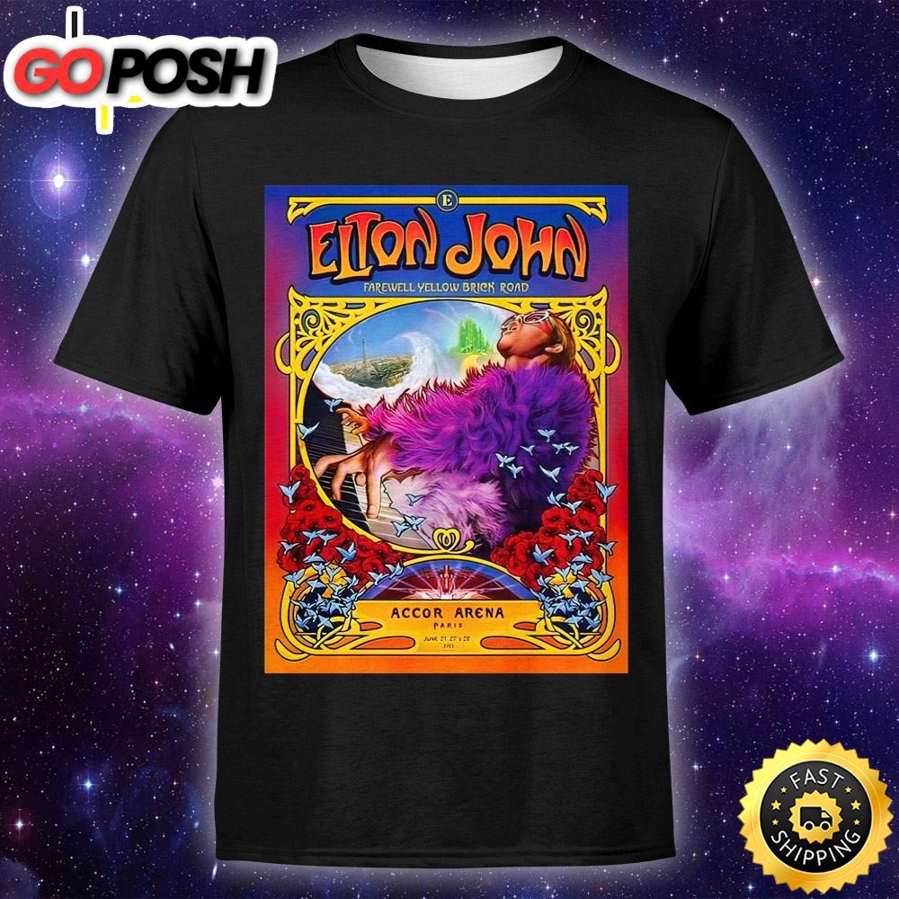 Official Elton John Paris 2025 Tour Poster Shirt Unisex Tshirt