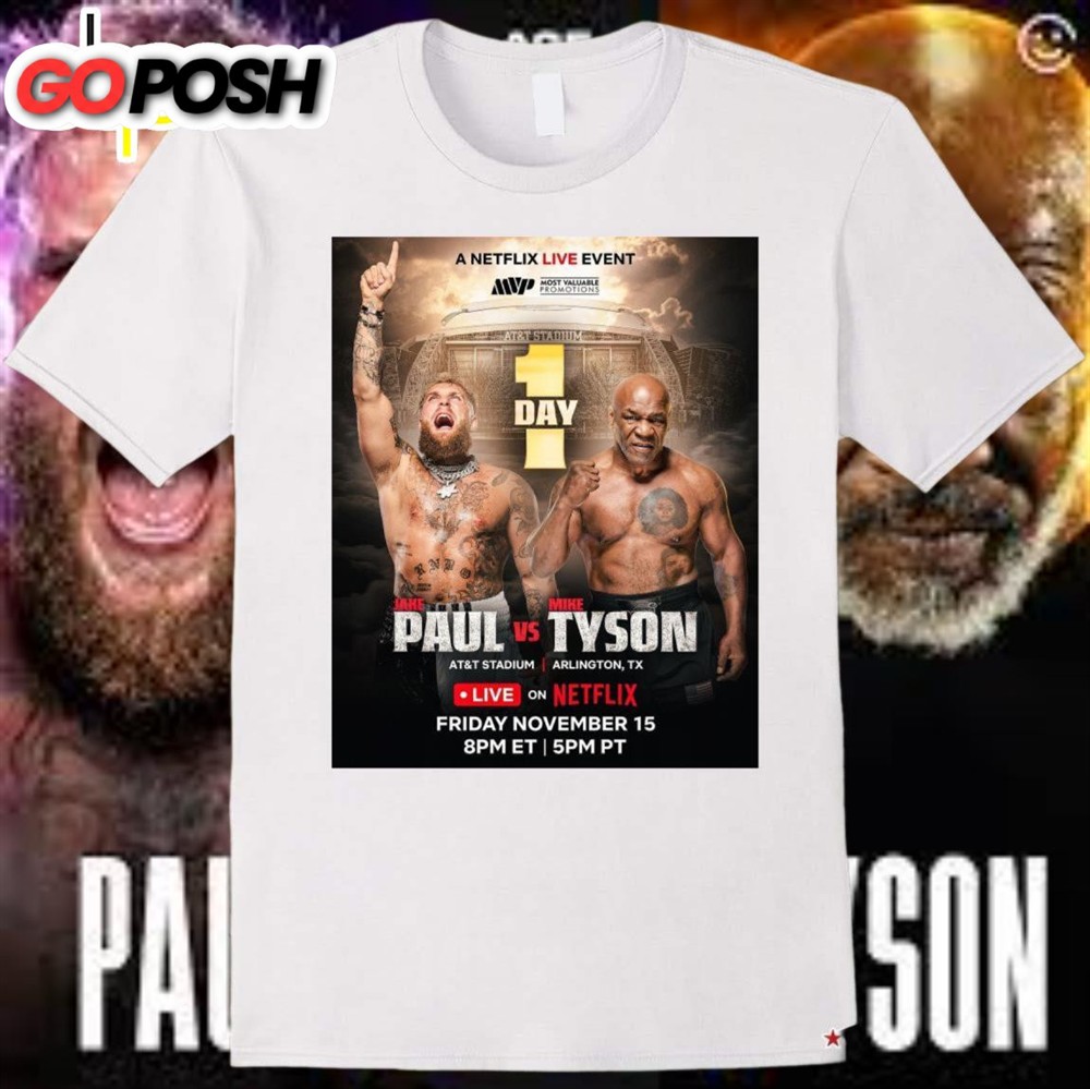 Official Jake Paul Vs Mike Tyson At&T Stadium Arlington Tx Friday Nov 15 1 Day Poster T-Shirt