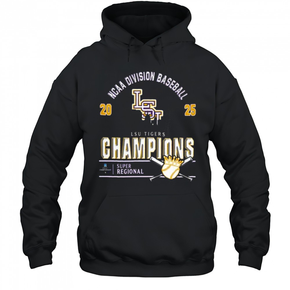 Official Lsu Tigers 2025 NCAA Division Baseball Super Regionals Champions Skyline Shirt