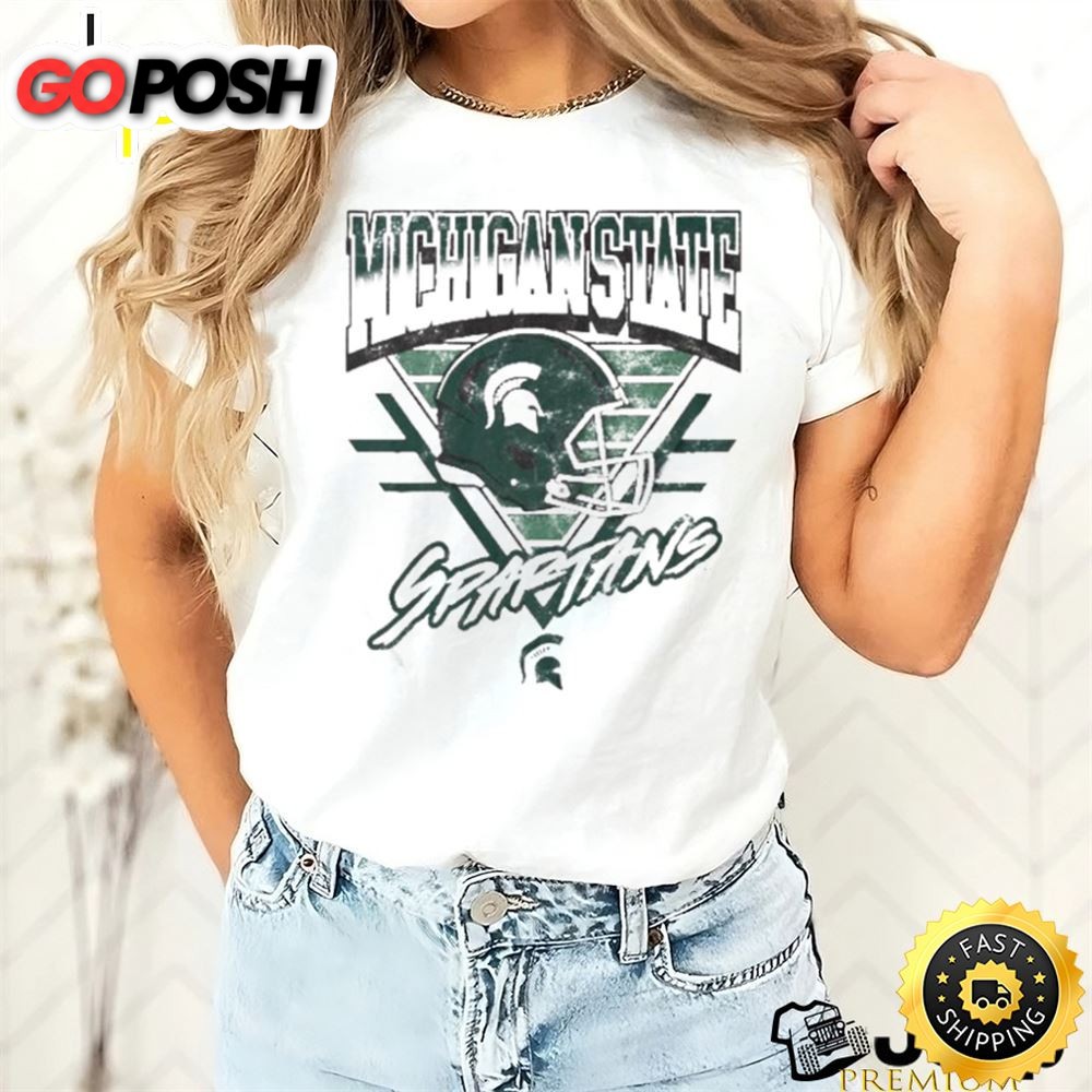 Official Michigan State Spartans Helmet Triangle Vintage T Shirt