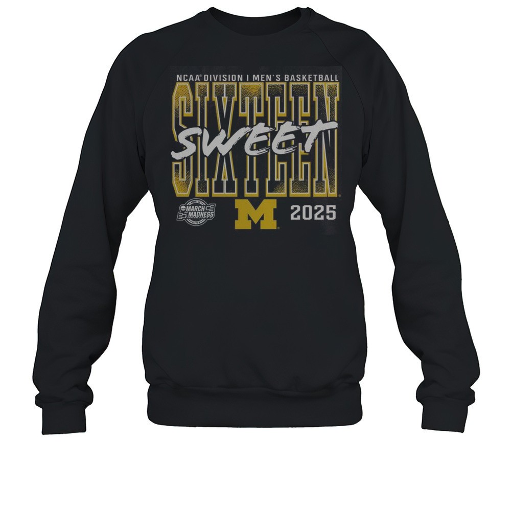 Official Michigan Wolverines 2025 NCAA Mens Basketball Tournament March Madness Sweet 16 T-Shirt