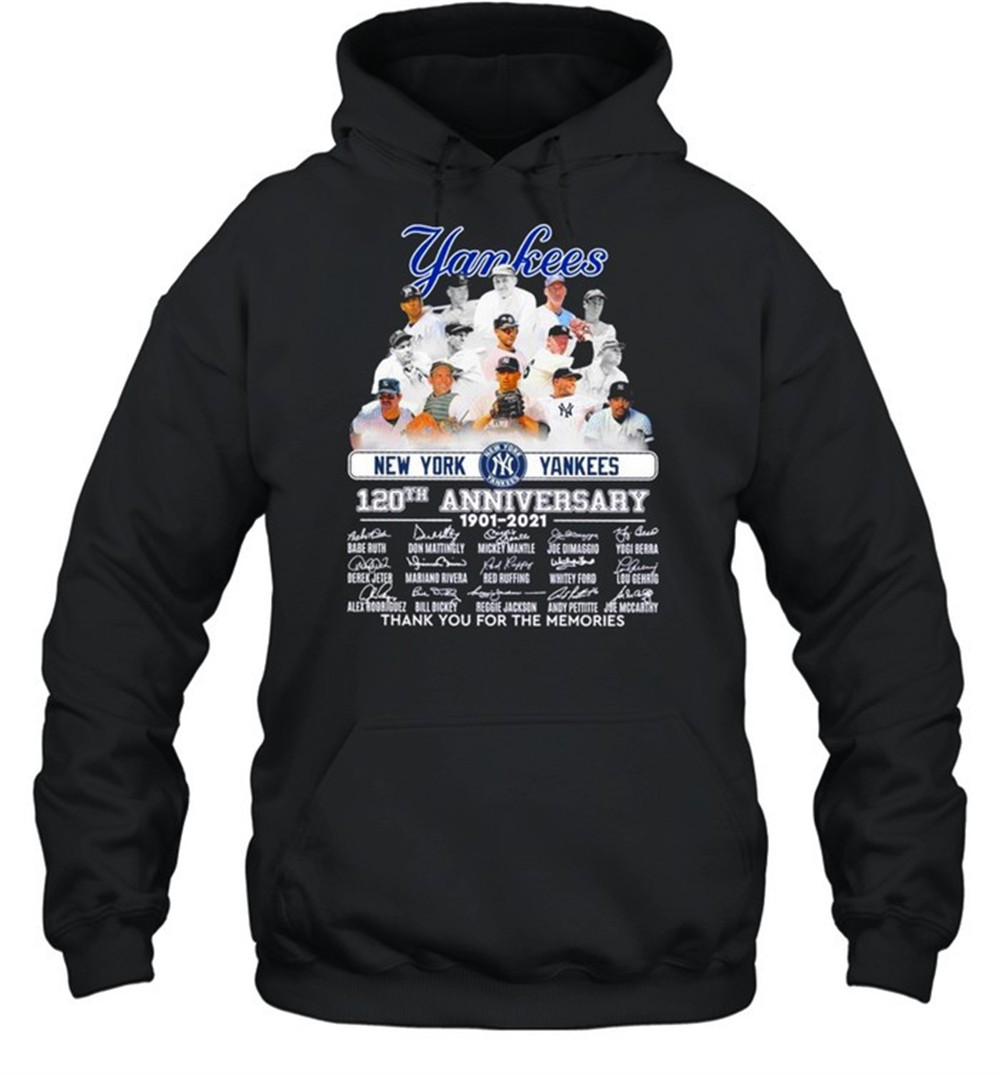 Official New York Yankees 120th anniversary 1901 2021 thank you for the memories signatures shirt