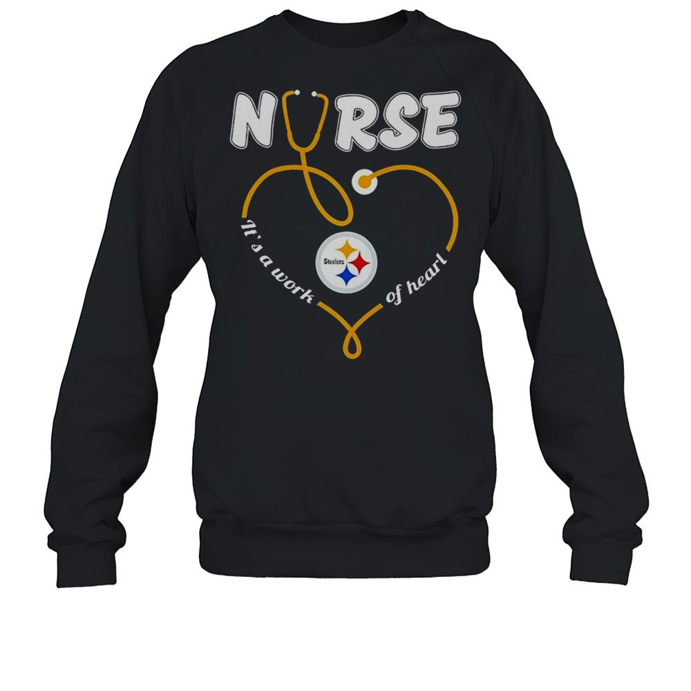 Official Pittsburgh Steelers Stethoscope Nurse Its A Work Of Heart T-Shirt