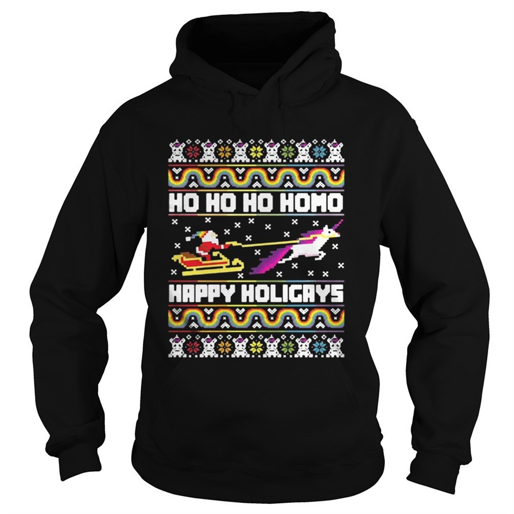 Official Santa riding unicorn Ho Ho Ho Homo happy holidays shirt