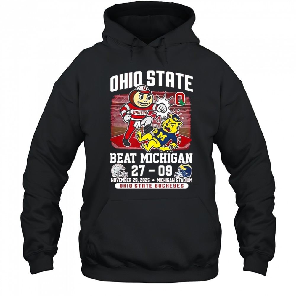 Ohio State Buckeyes beat Michigan Wolverines NCAA 2025 Final score mascot shirt