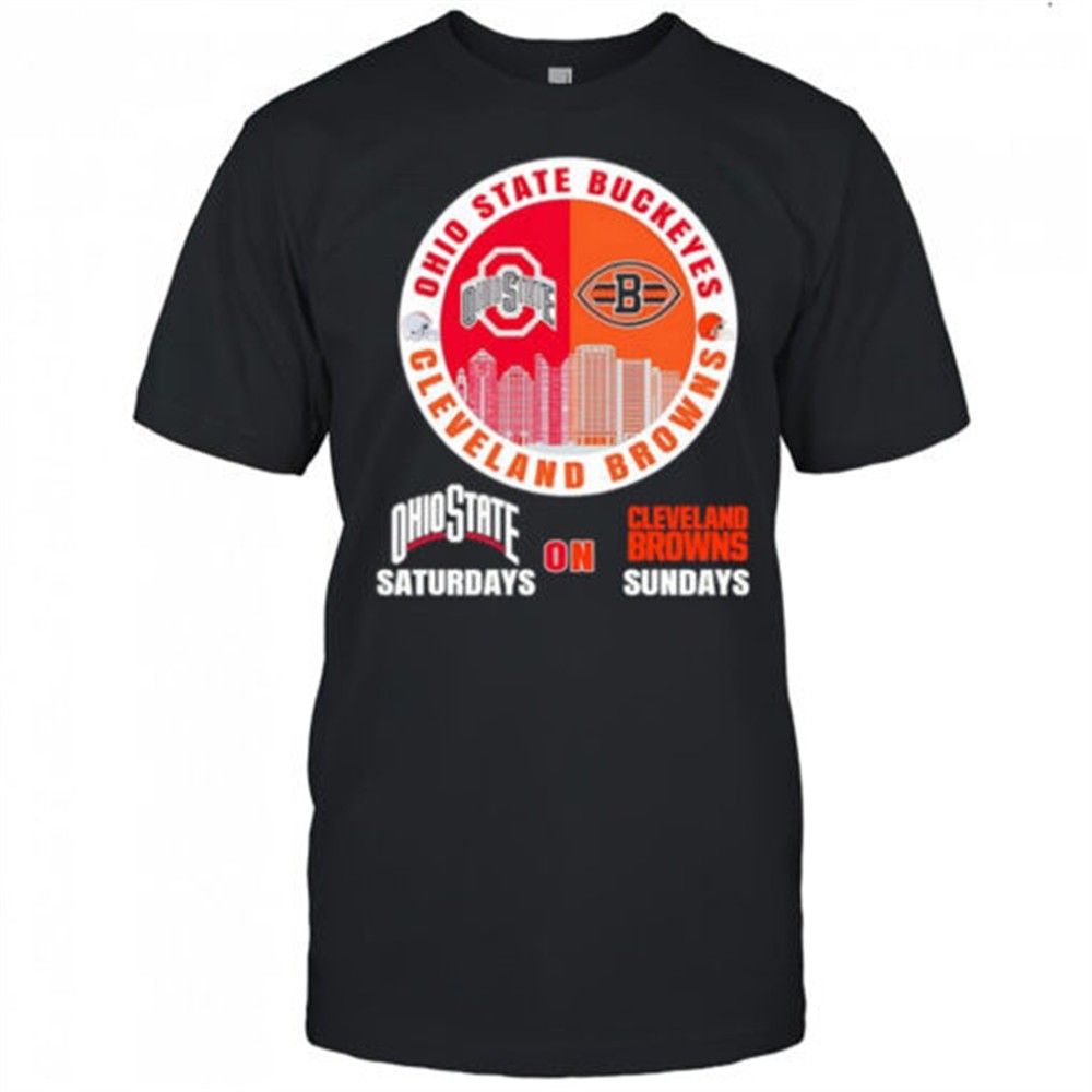 ohio-state-buckeyes-saturdays-on-cleveland-browns-sundays-helmet-logo-shirt-po2y539k Ohio State Buckeyes Saturdays on Cleveland Browns Sundays helmet logo shirt