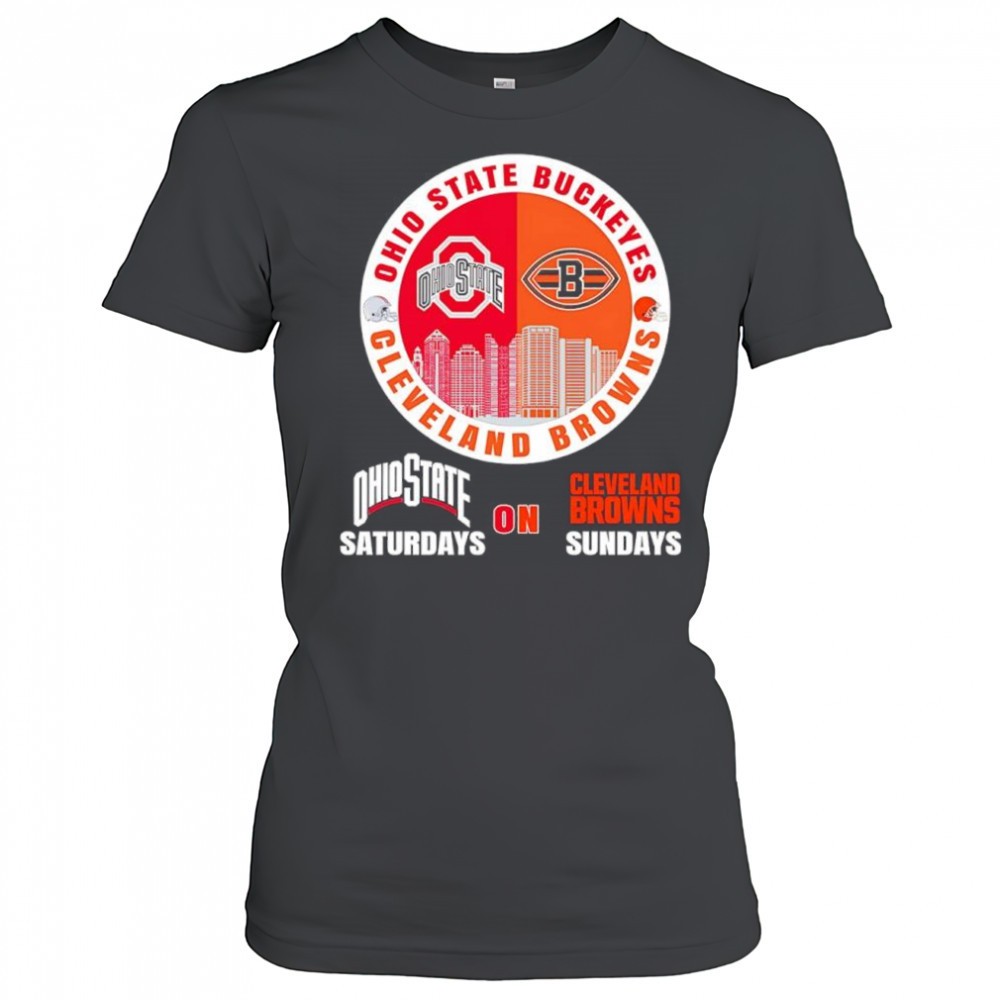 ohio-state-buckeyes-saturdays-on-cleveland-browns-sundays-helmet-logo-shirt-po2y539k Ohio State Buckeyes Saturdays on Cleveland Browns Sundays helmet logo shirt