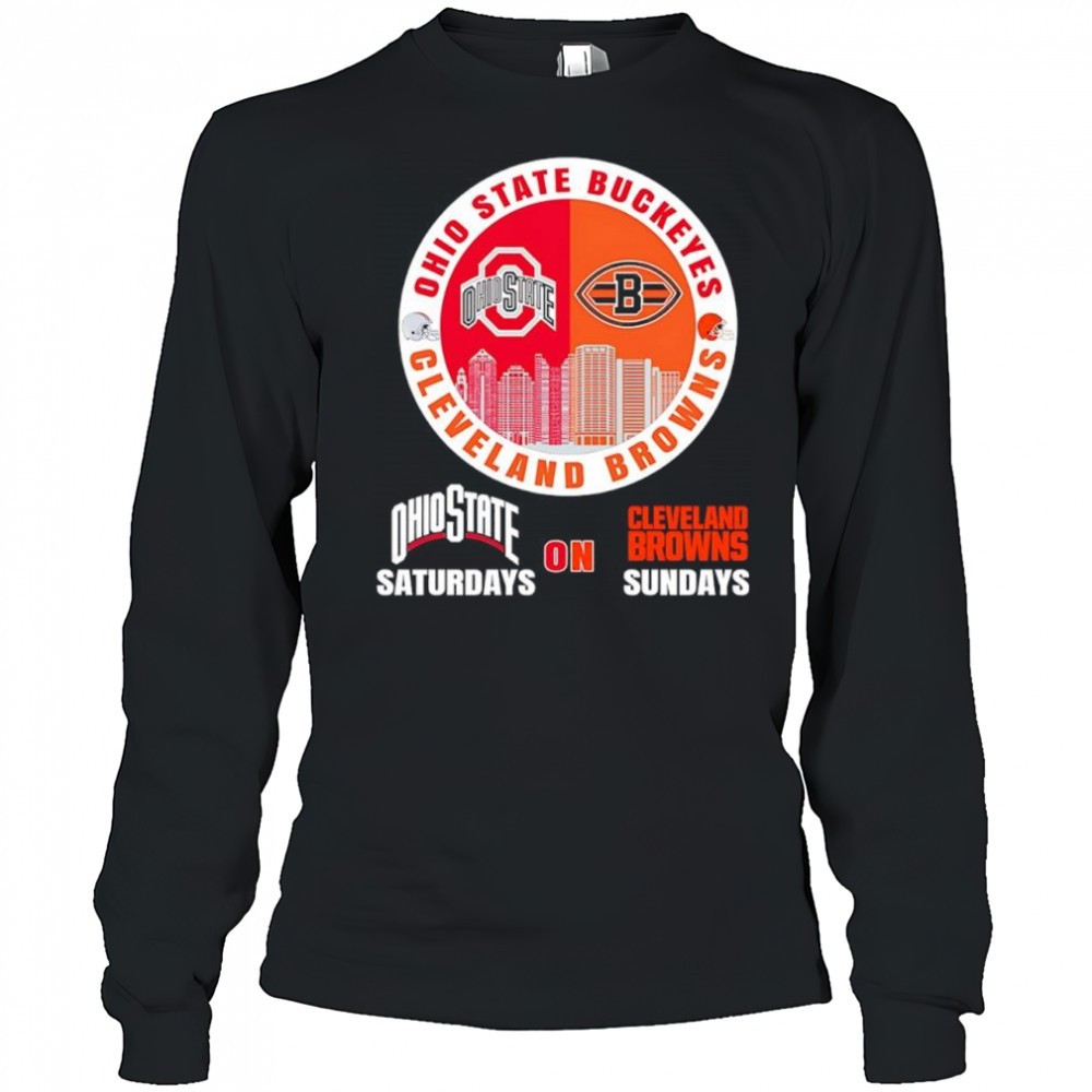 ohio-state-buckeyes-saturdays-on-cleveland-browns-sundays-helmet-logo-shirt-po2y539k Ohio State Buckeyes Saturdays on Cleveland Browns Sundays helmet logo shirt