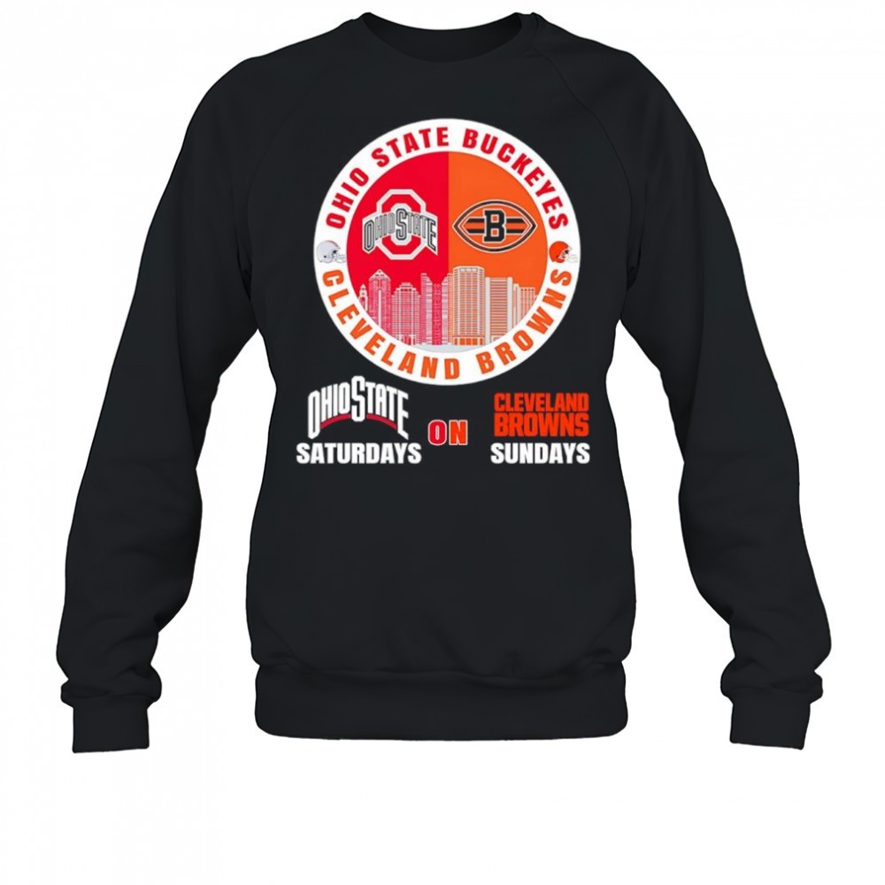 ohio-state-buckeyes-saturdays-on-cleveland-browns-sundays-helmet-logo-shirt-po2y539k Ohio State Buckeyes Saturdays on Cleveland Browns Sundays helmet logo shirt