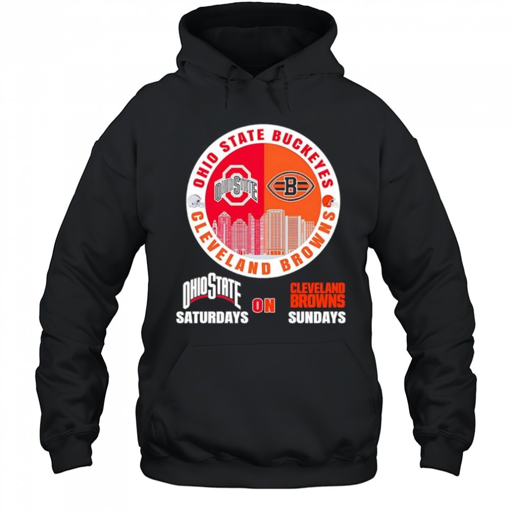 Ohio State Buckeyes Saturdays on Cleveland Browns Sundays helmet logo shirt