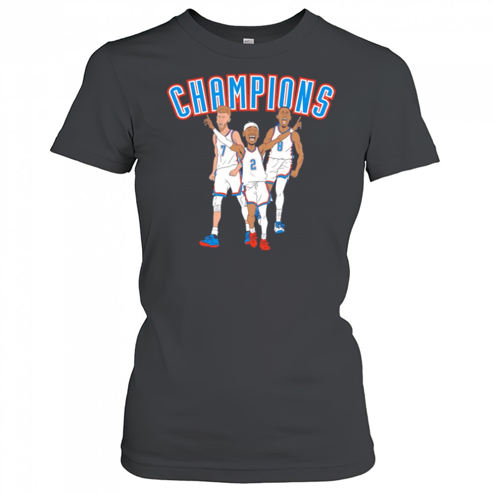okc-big-3-champions-cartoon-shirt-98aak4dw OKC Big 3 Champions cartoon shirt